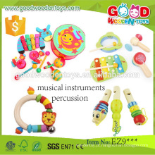 EN71 / ASTM boa qualidade woooden brinquedos de chocalho de bebê OEM / ODM instrumentos musicais de percussão
